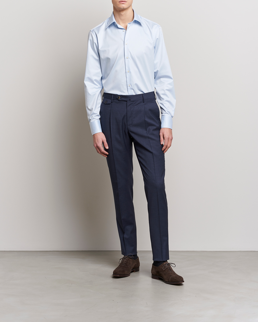 Homme | Chemises D'Affaires | Stenströms | Fitted Body Kent Collar Shirt Light Blue