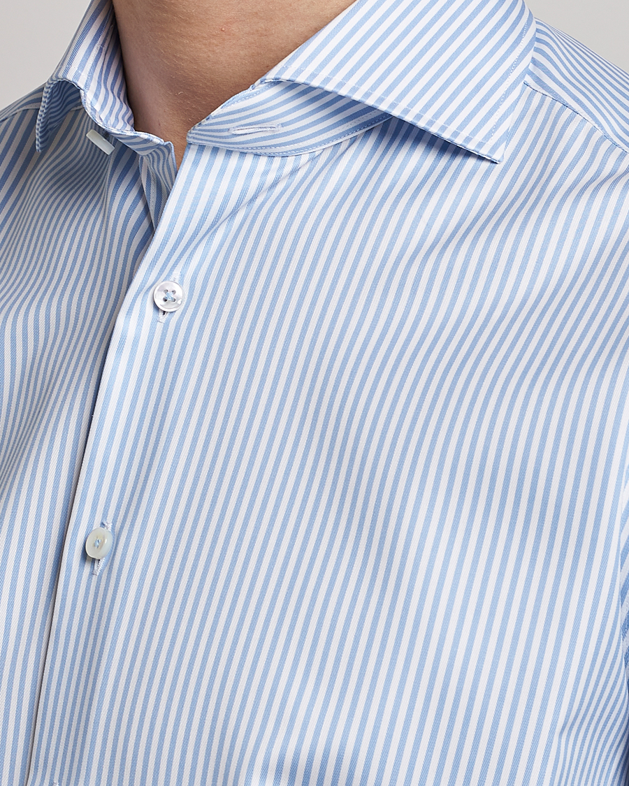 Homme | Chemises | Stenströms | Fitted Body Striped Cut Away Shirt Blue/White