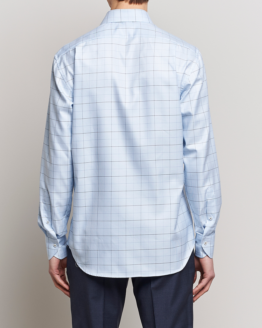 Homme | Chemises | Stenströms | Fitted Body Cut Away Windowpane Shirt Blue