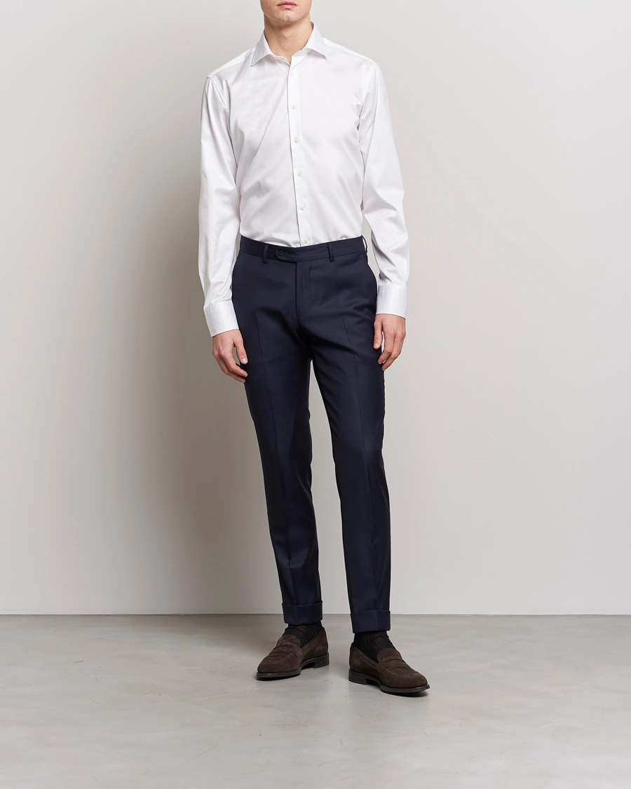 Homme | Chemises D'Affaires | Stenströms | Slimline Twofold Stretch Shirt White