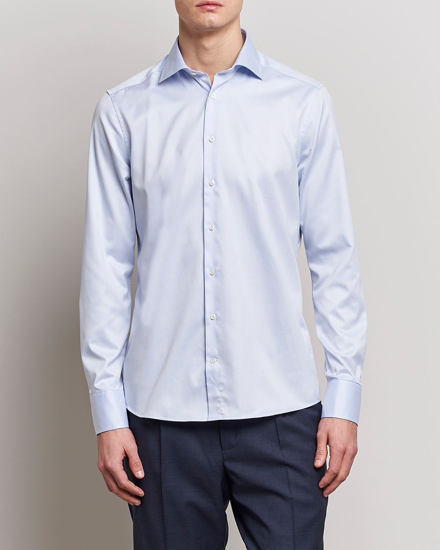 Homme | Chemises | Stenströms | Slimline Twofold Stretch Shirt Light Blue