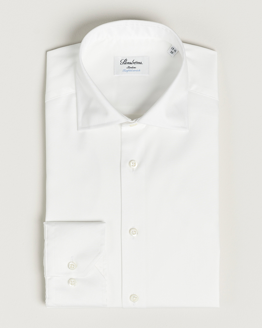 Homme | Chemises | Stenströms | Fitted Body Twofold Stretch Shirt White