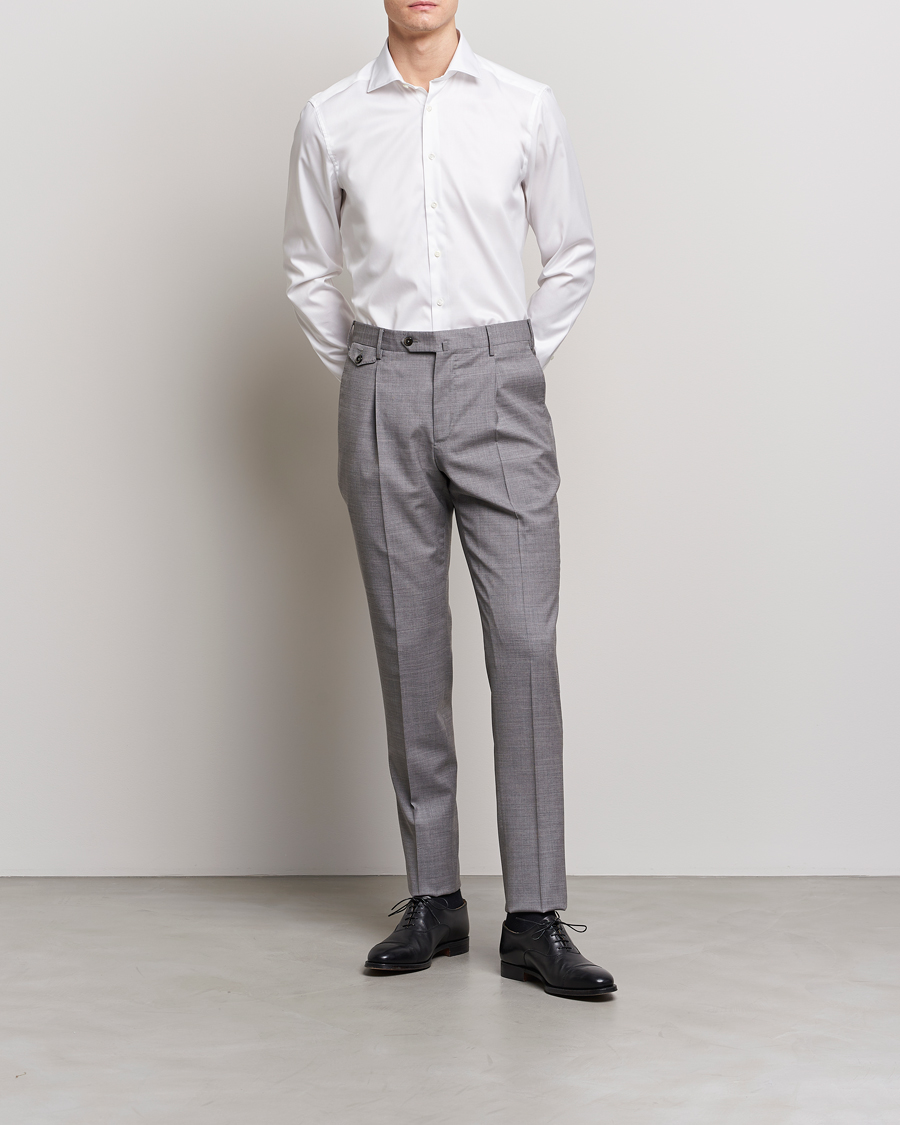 Homme |  | Stenströms | Fitted Body Twofold Stretch Shirt White