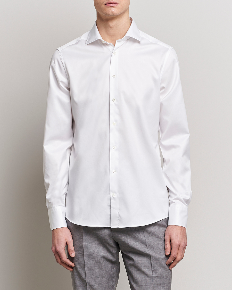 Homme | Chemises | Stenströms | Fitted Body Twofold Stretch Shirt White