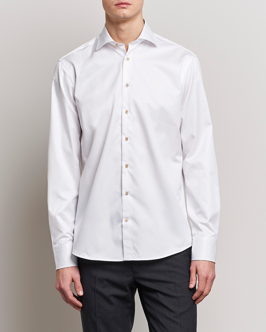 Homme | Chemises | Stenströms | Slimline Contrast Cotton Shirt White