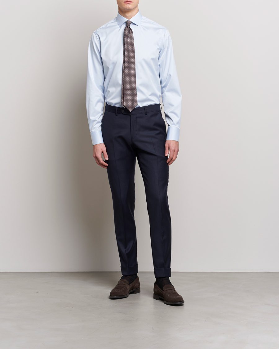 Homme | Vêtements | Stenströms | Fitted Body Contrast Twill Shirt Light Blue