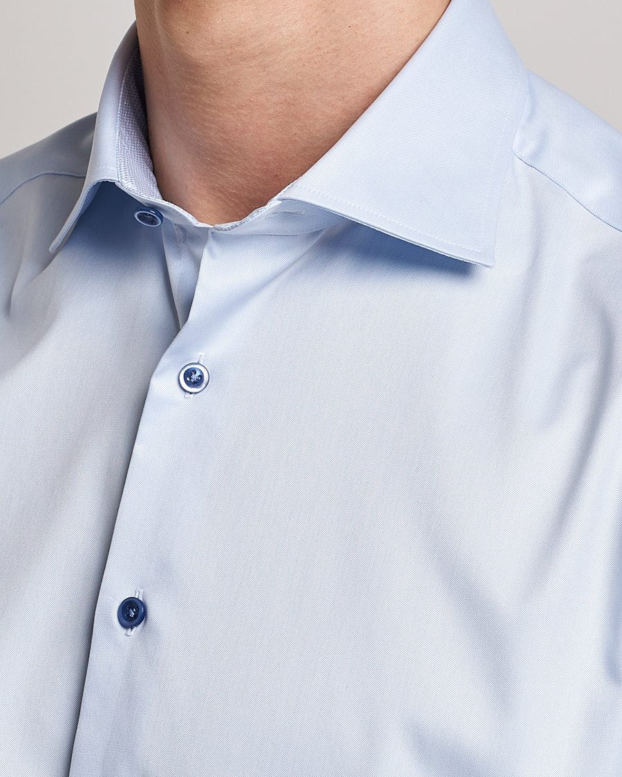 Homme | Chemises | Stenströms | Fitted Body Contrast Twill Shirt Light Blue