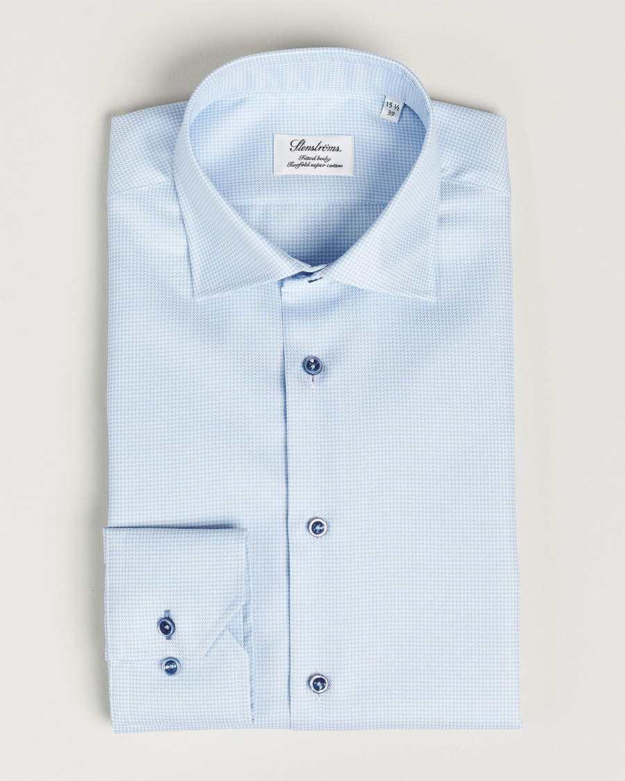 Homme | Chemises | Stenströms | Fitted Body Contrast Shirt Light Blue