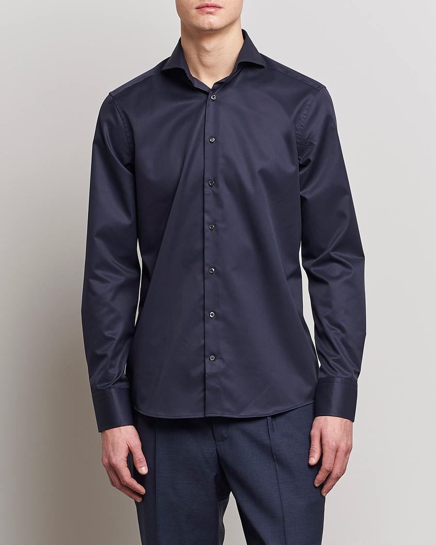 Homme | Chemises | Stenströms | Slimline Extreme Cut Away Shirt Navy