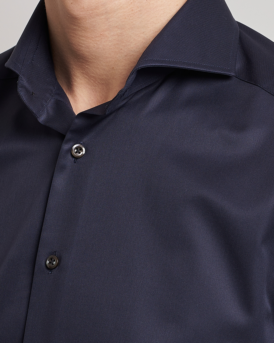 Homme | Chemises | Stenströms | Slimline Extreme Cut Away Shirt Navy