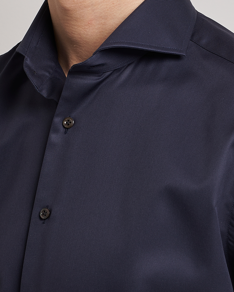 Homme | Chemises | Stenströms | Fitted Body Extreme Cut Away Shirt Navy