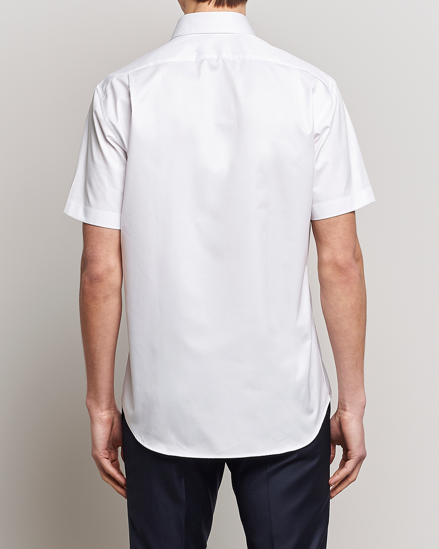 Homme | Chemises | Stenströms | Fitted Body Short Sleeve Twill Shirt White