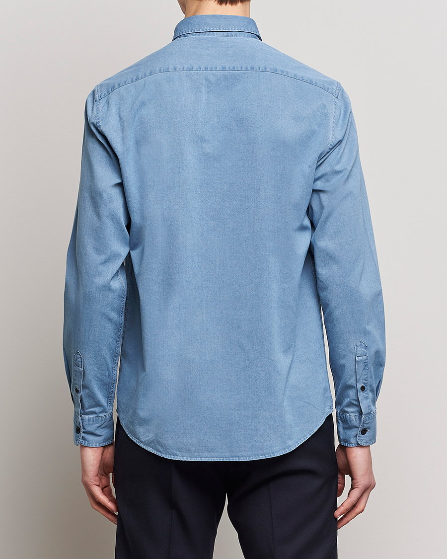 Homme | Chemises | Sunspel | Cotton Twill Indigo Shirt Light Indigo