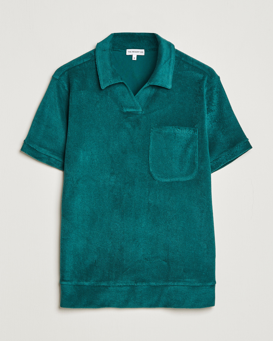 Homme | Polos | The Resort Co | Terry Polo Shirt Emerald Green