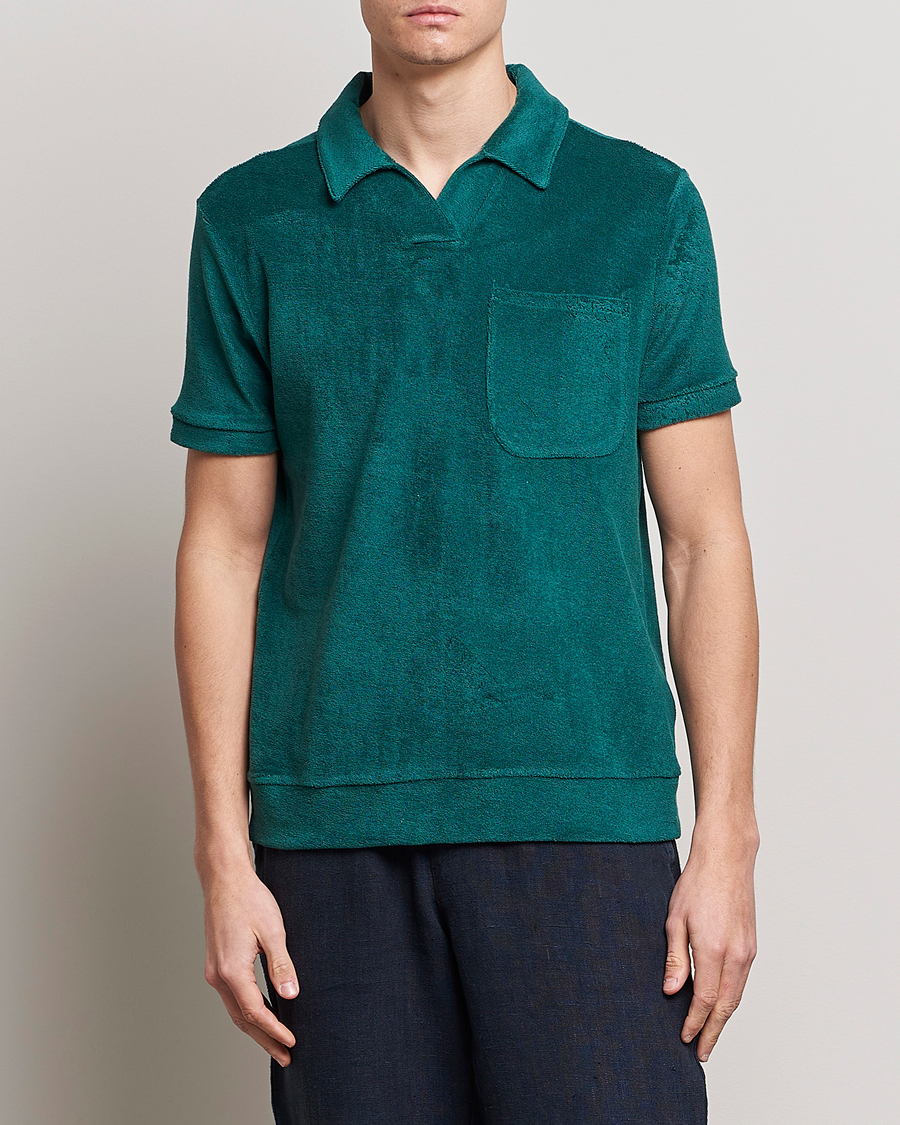 Homme | Polos | The Resort Co | Terry Polo Shirt Emerald Green