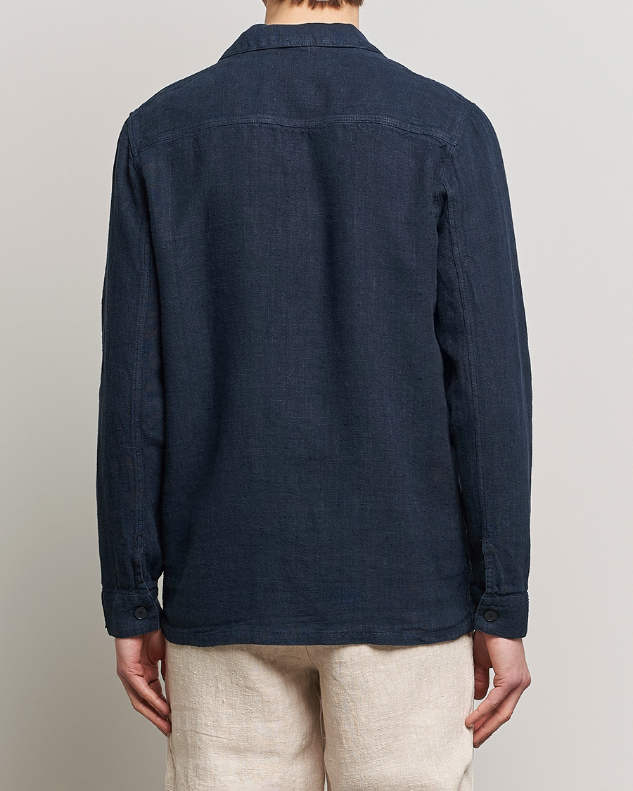 Homme | Chemises | A Day's March | Bangher Linen Overshirt Navy
