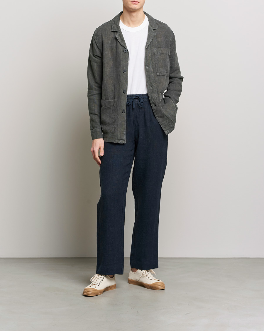 Homme | Chemises | A Day's March | Bangher Linen Overshirt Olive