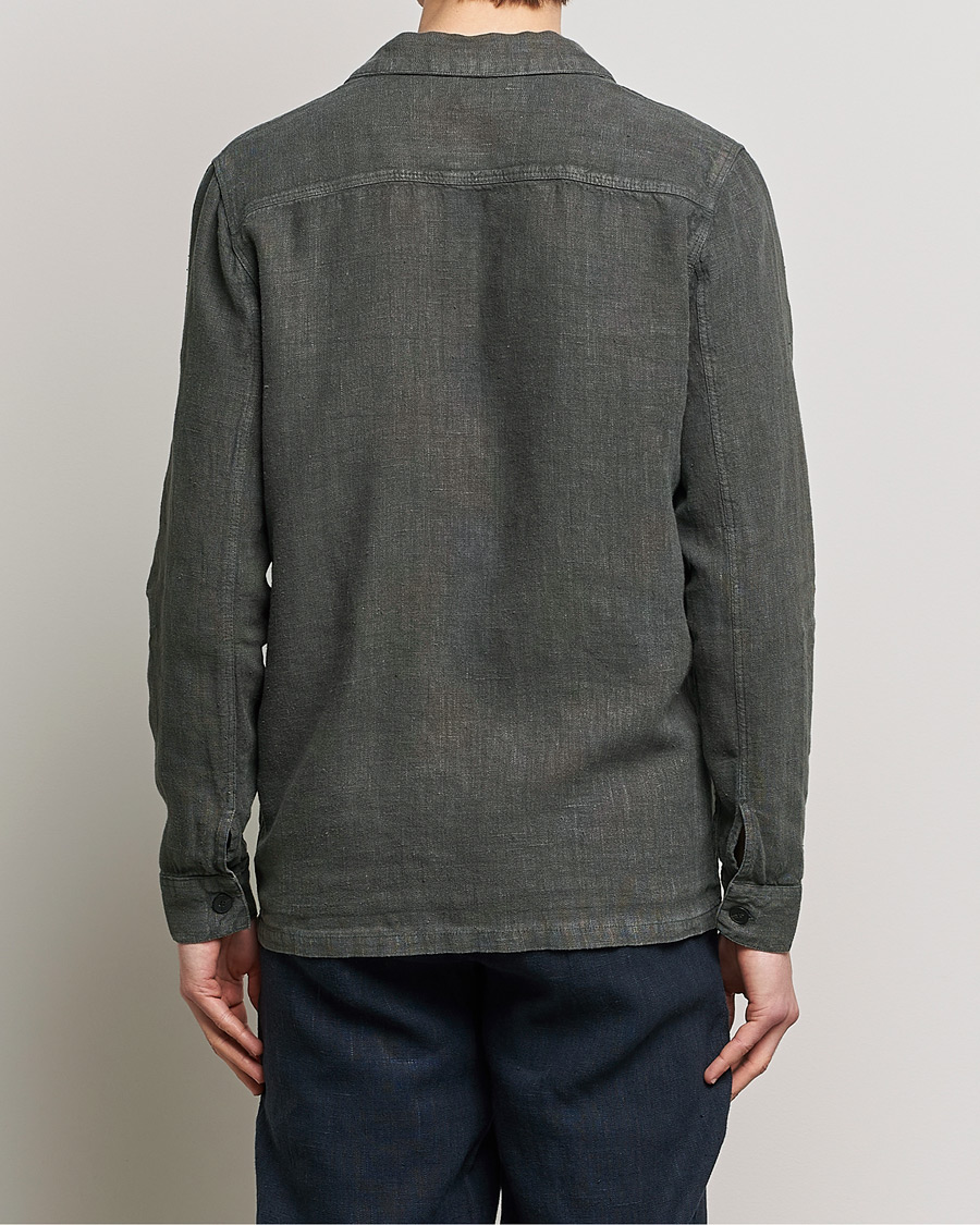 Homme | Chemises | A Day's March | Bangher Linen Overshirt Olive