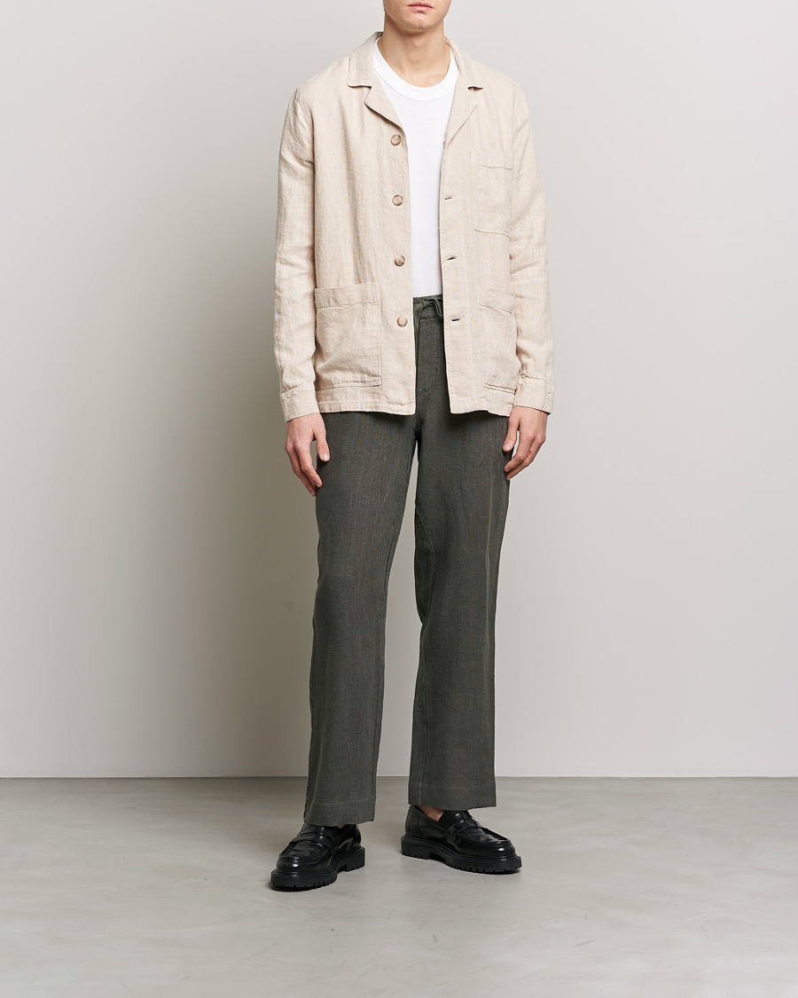 Homme | Chemises | A Day's March | Bangher Linen Overshirt Oyster