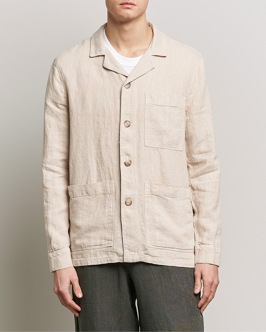 Homme | Chemises | A Day's March | Bangher Linen Overshirt Oyster