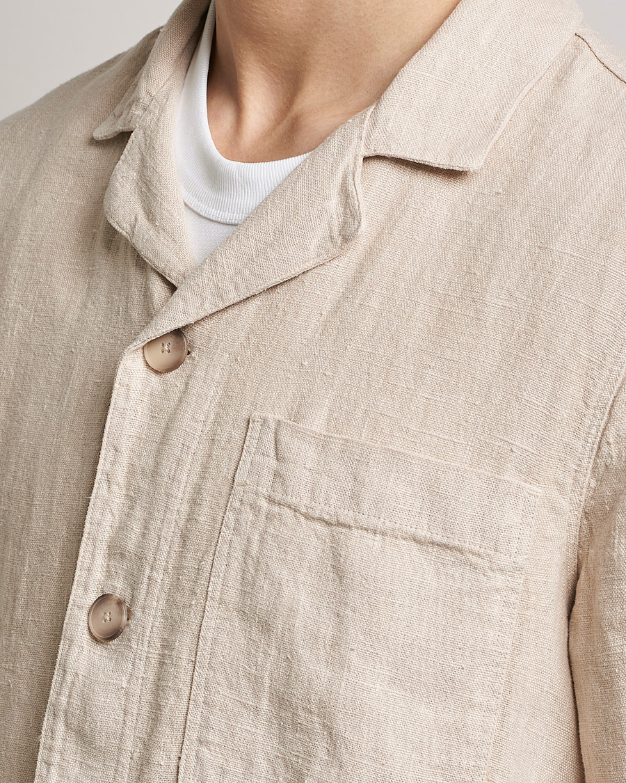 Homme | Chemises | A Day's March | Bangher Linen Overshirt Oyster
