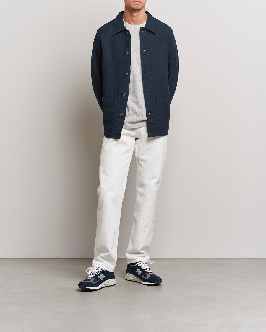 Homme | Chemises | A Day's March | Original Linen Overshirt Navy