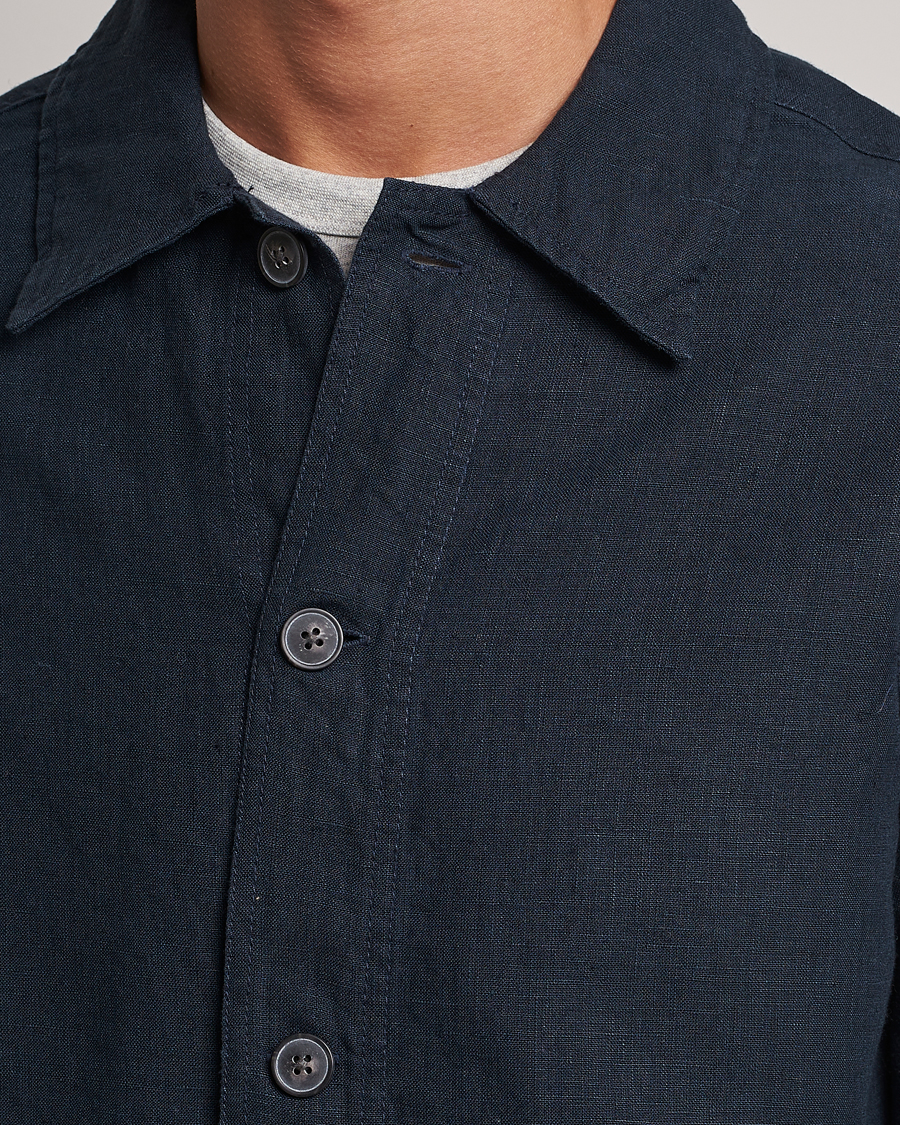 Homme | Chemises | A Day's March | Original Linen Overshirt Navy