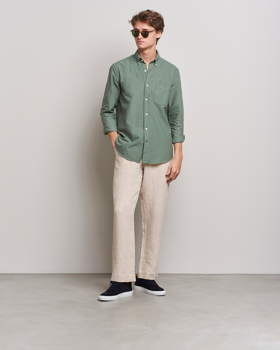 Homme | Chemises | A Day's March | Moorgate Dyed Oxford Shirt Dusty Green