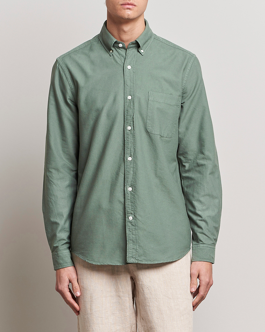 Homme | Chemises | A Day's March | Moorgate Dyed Oxford Shirt Dusty Green