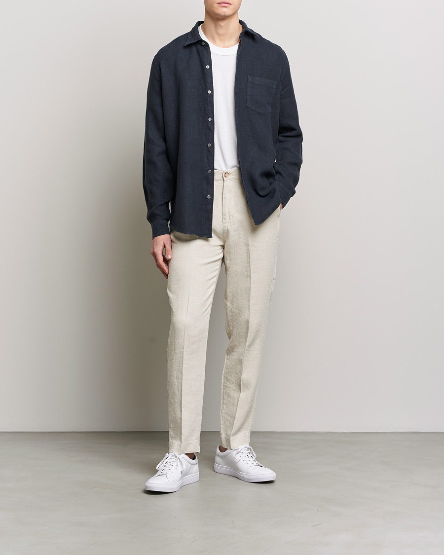 Homme | Chemises | A Day's March | Abu Linen Shirt Dark Navy