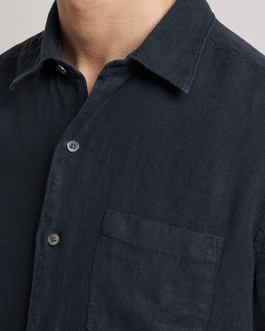 Homme | Chemises | A Day's March | Abu Linen Shirt Dark Navy