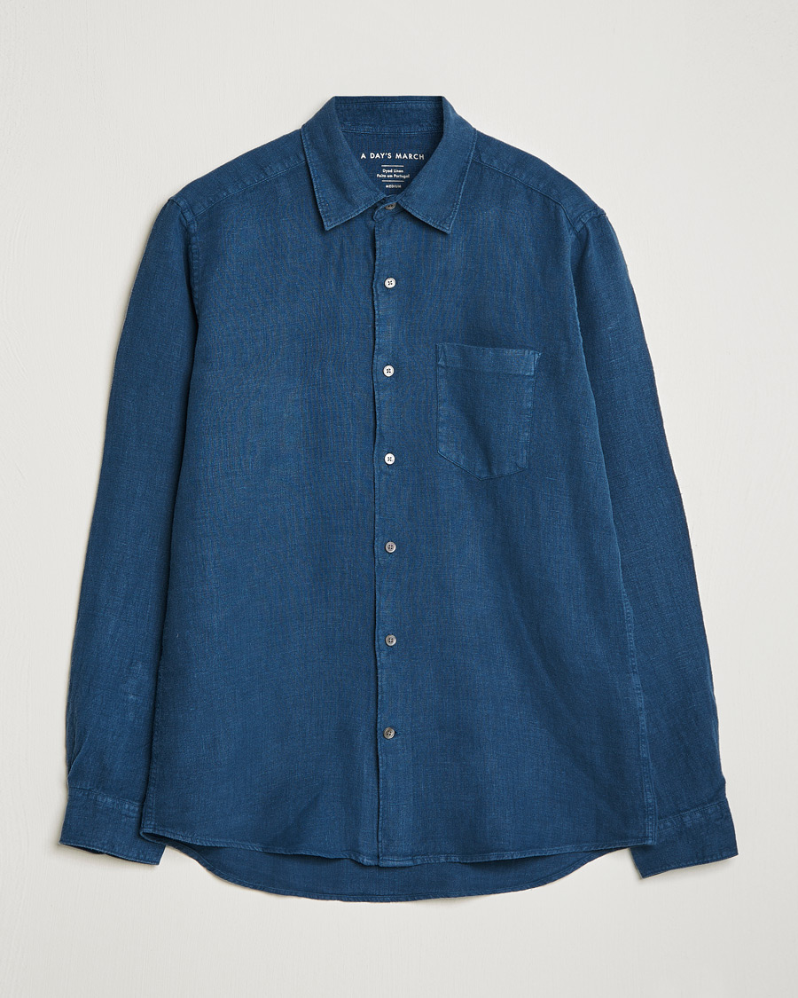 Homme | Chemises | A Day's March | Abu Linen Shirt Indigo Blue
