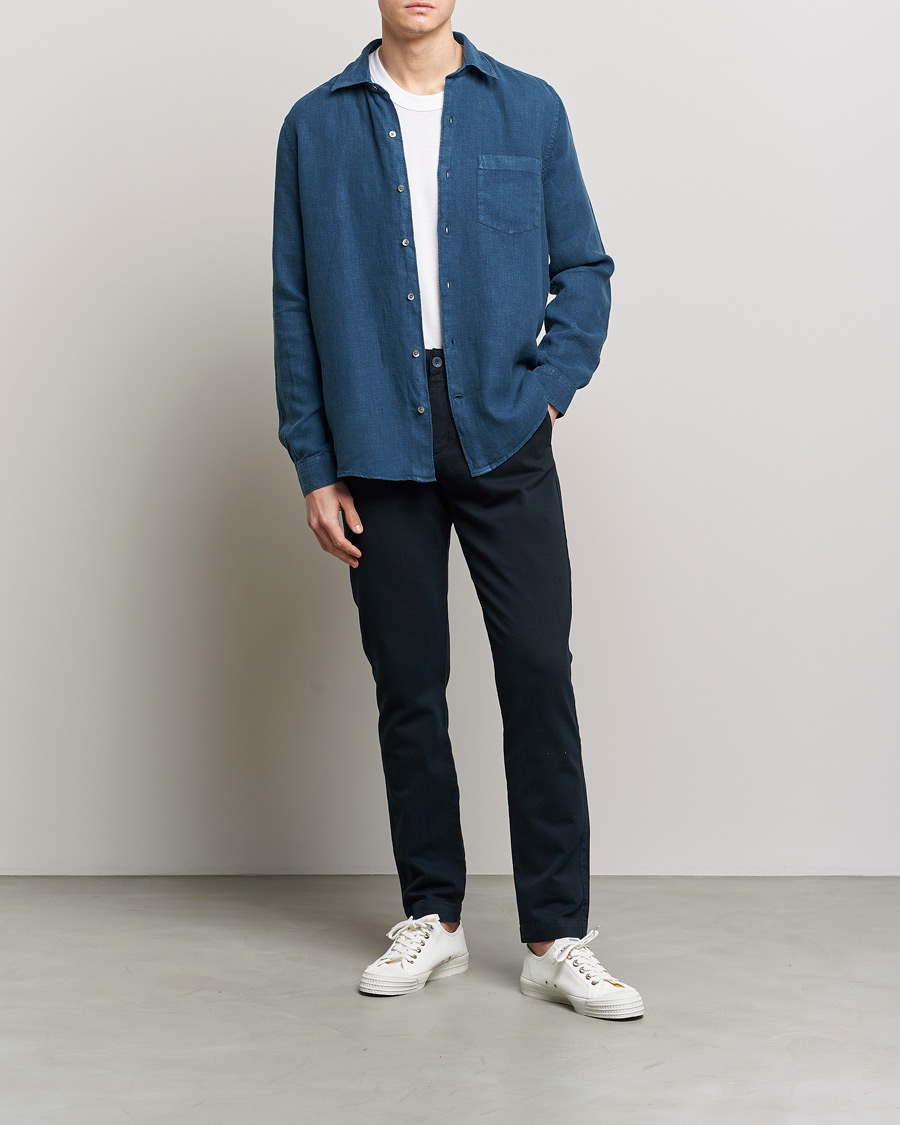Homme | Chemises | A Day's March | Abu Linen Shirt Indigo Blue