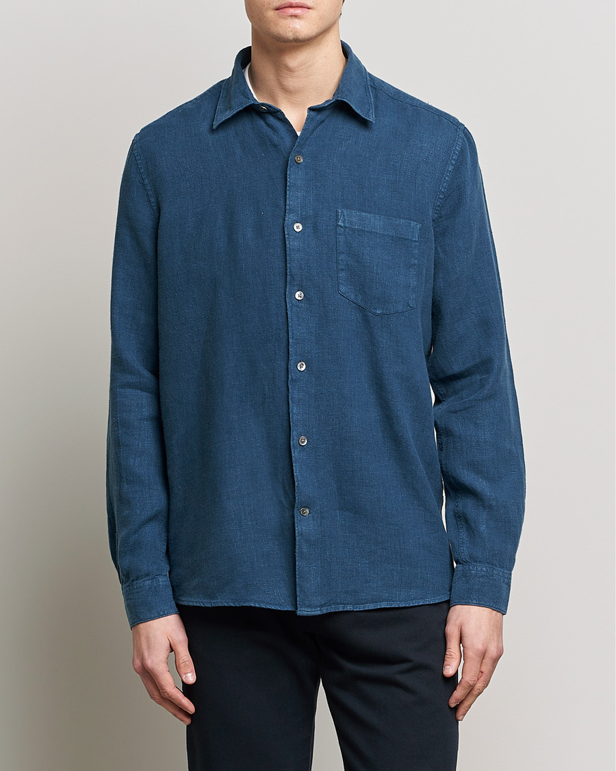 Homme | Chemises | A Day's March | Abu Linen Shirt Indigo Blue