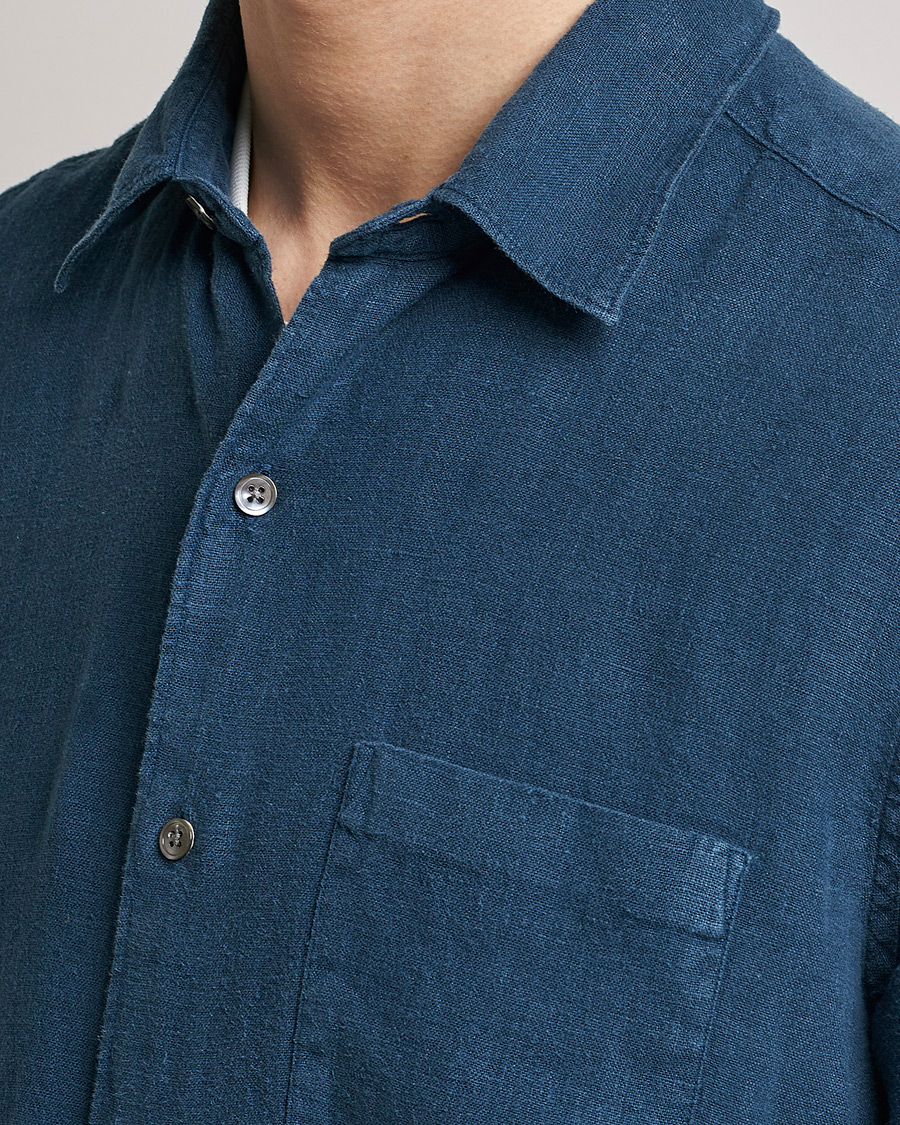Homme | Chemises | A Day's March | Abu Linen Shirt Indigo Blue