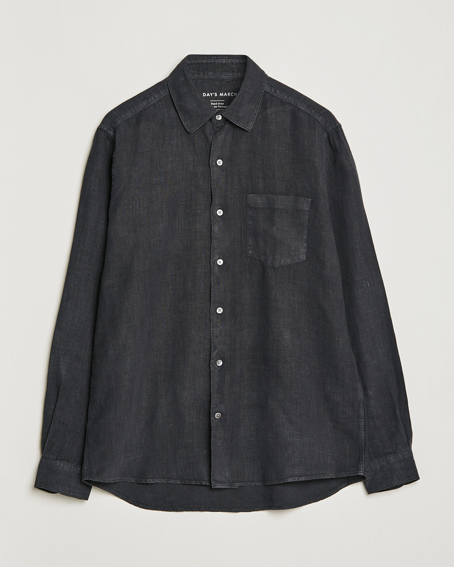Homme | Chemises | A Day's March | Abu Linen Shirt Off Black