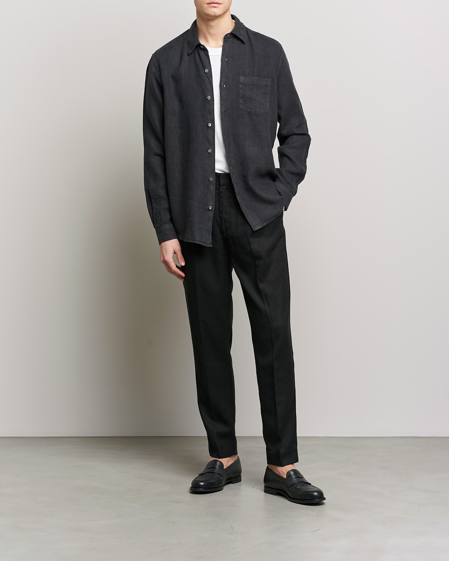 Homme | Chemises | A Day's March | Abu Linen Shirt Off Black