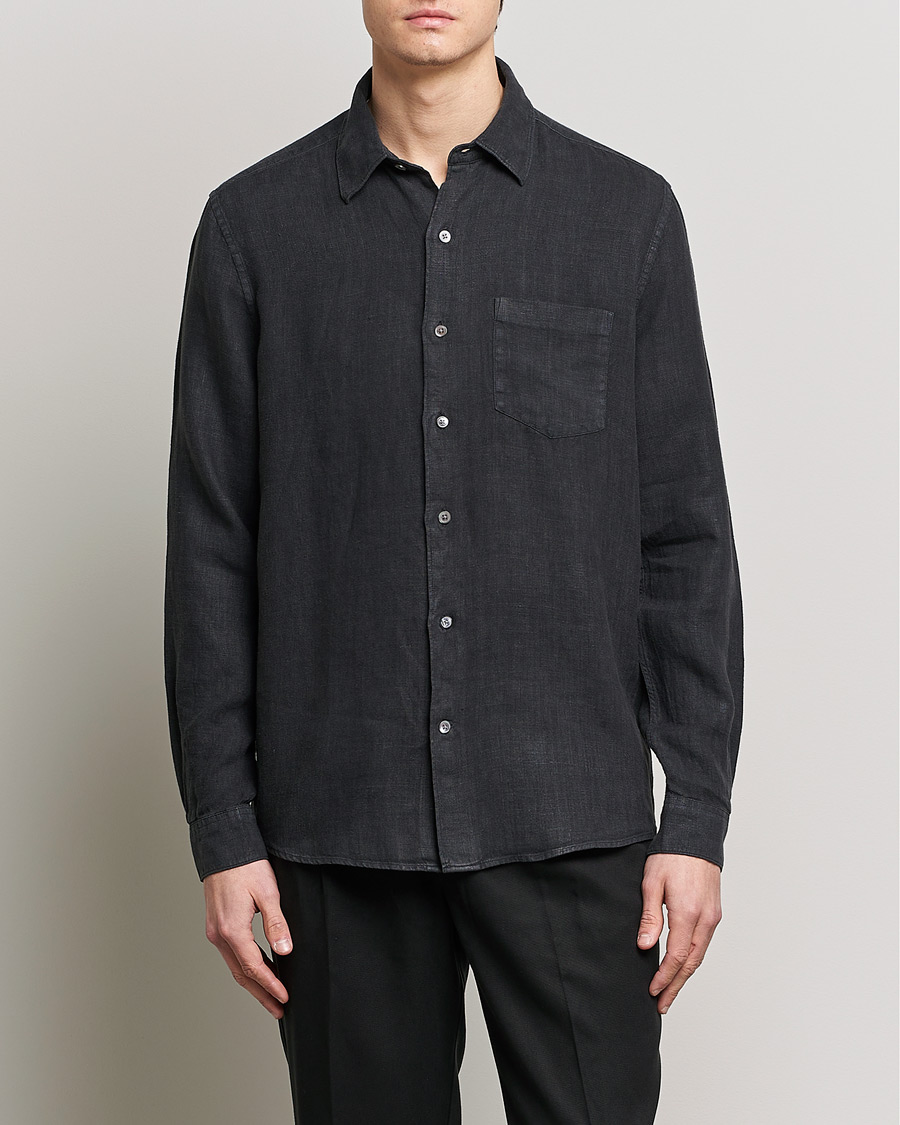 Homme | Chemises | A Day's March | Abu Linen Shirt Off Black