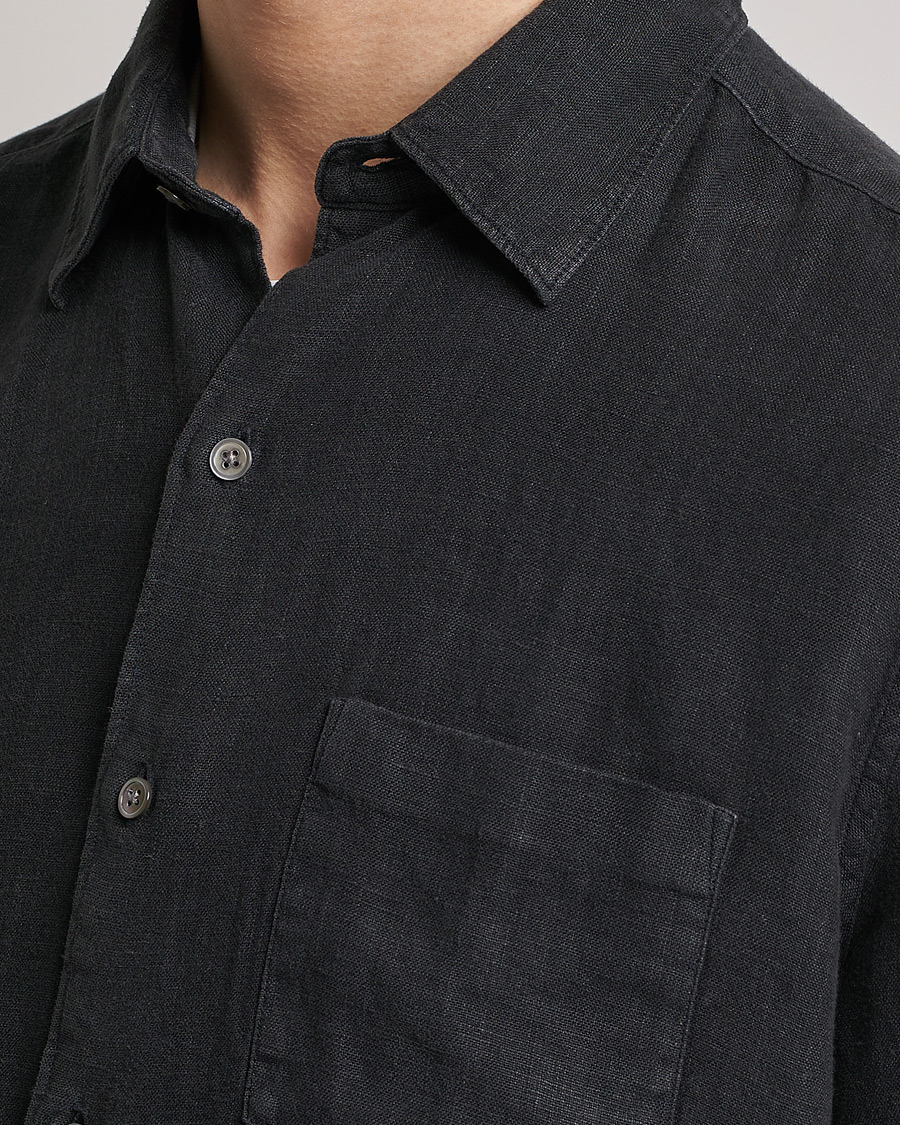 Homme | Chemises | A Day's March | Abu Linen Shirt Off Black