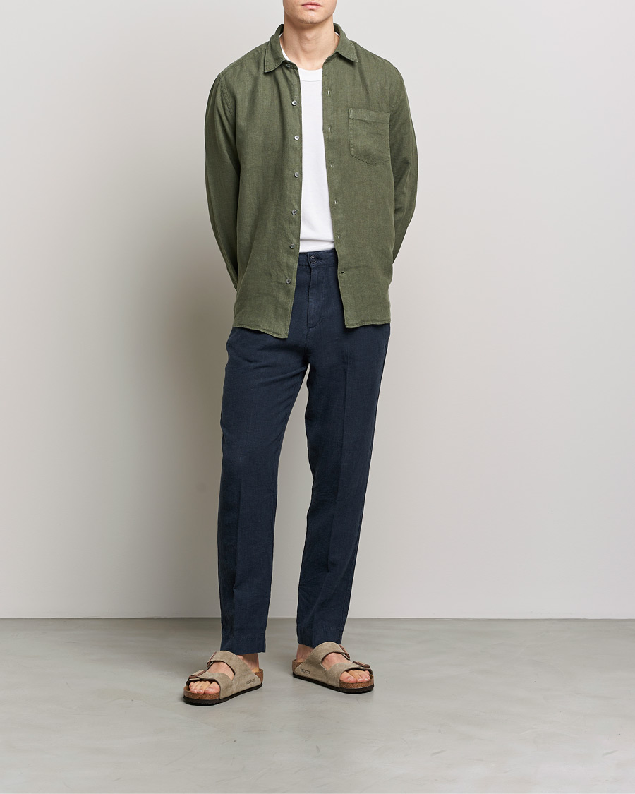 Homme | Chemises | A Day's March | Abu Linen Shirt Seaweed