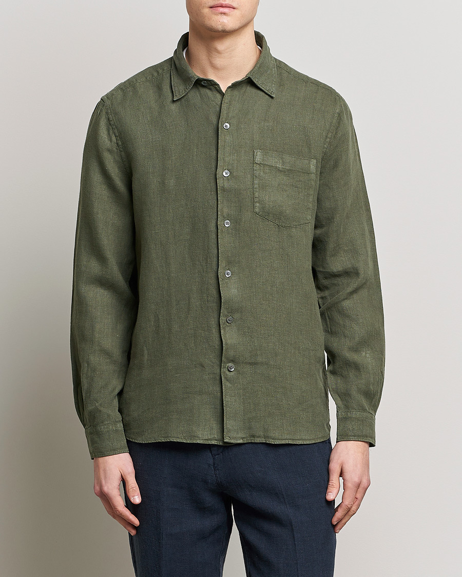 Homme | Chemises | A Day's March | Abu Linen Shirt Seaweed