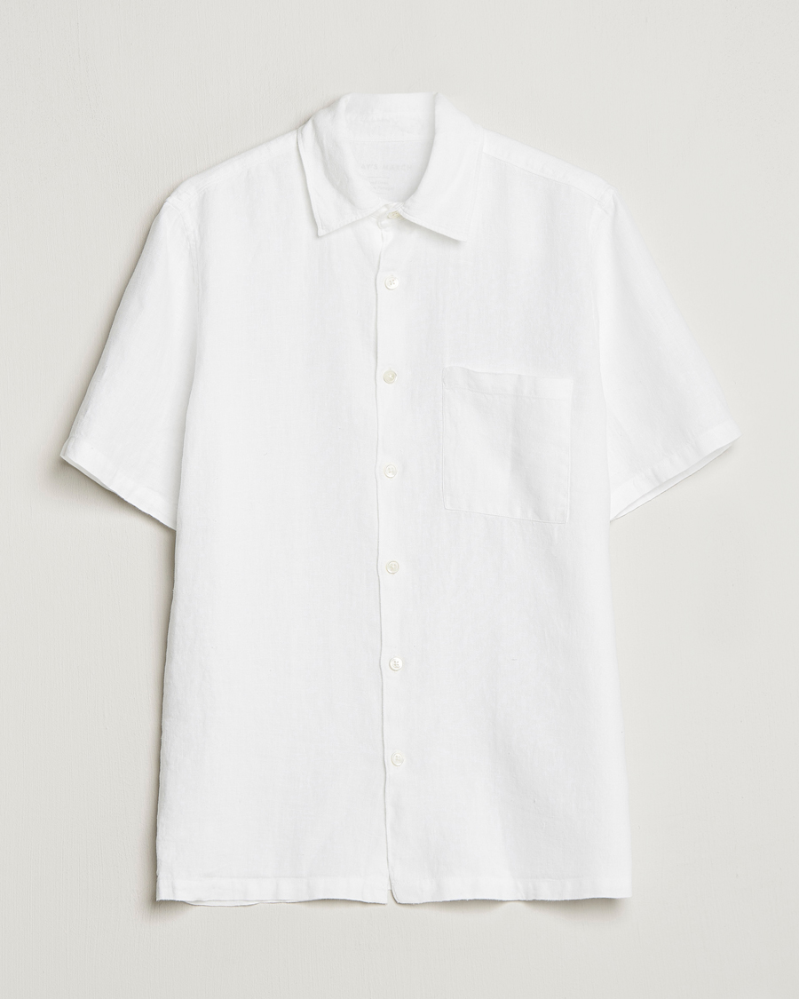 Homme | Chemises | A Day's March | Khito Short Sleeve Linen Shirt White