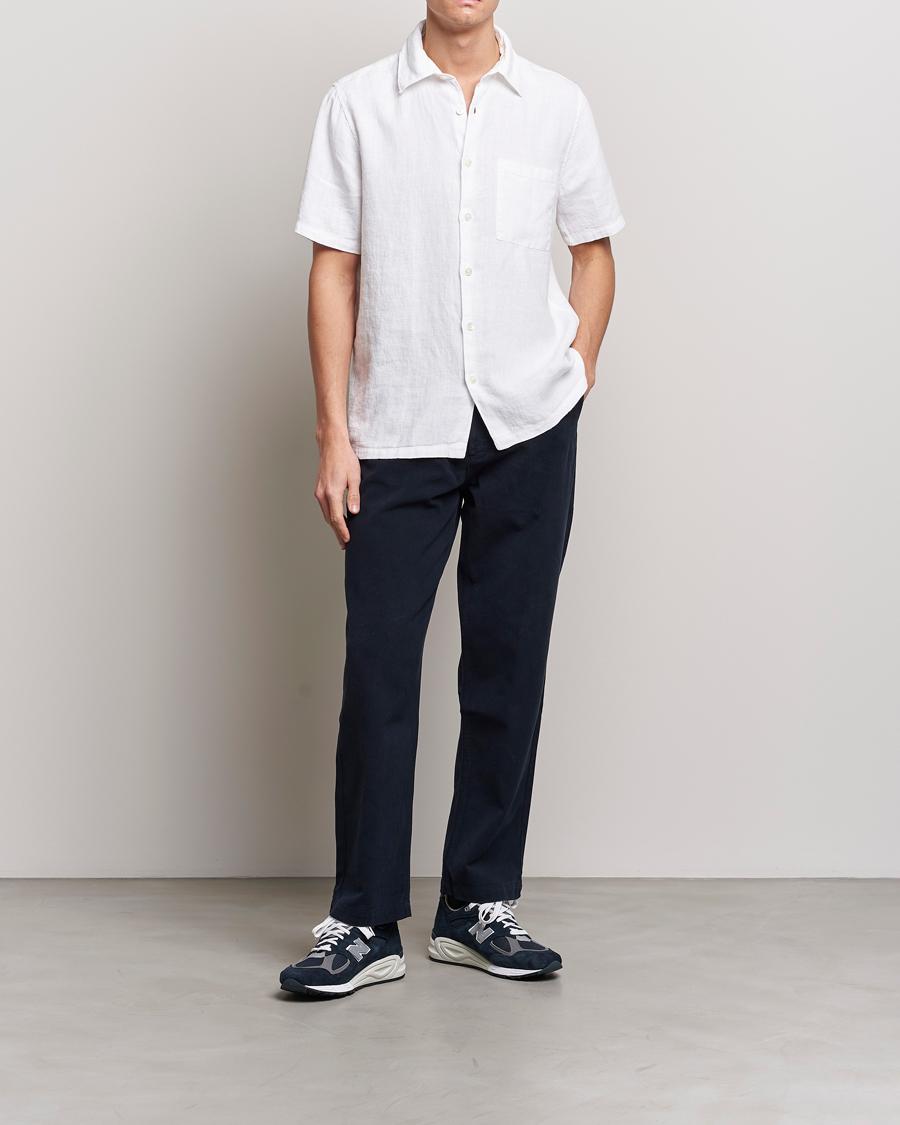 Homme | Chemises | A Day's March | Khito Short Sleeve Linen Shirt White