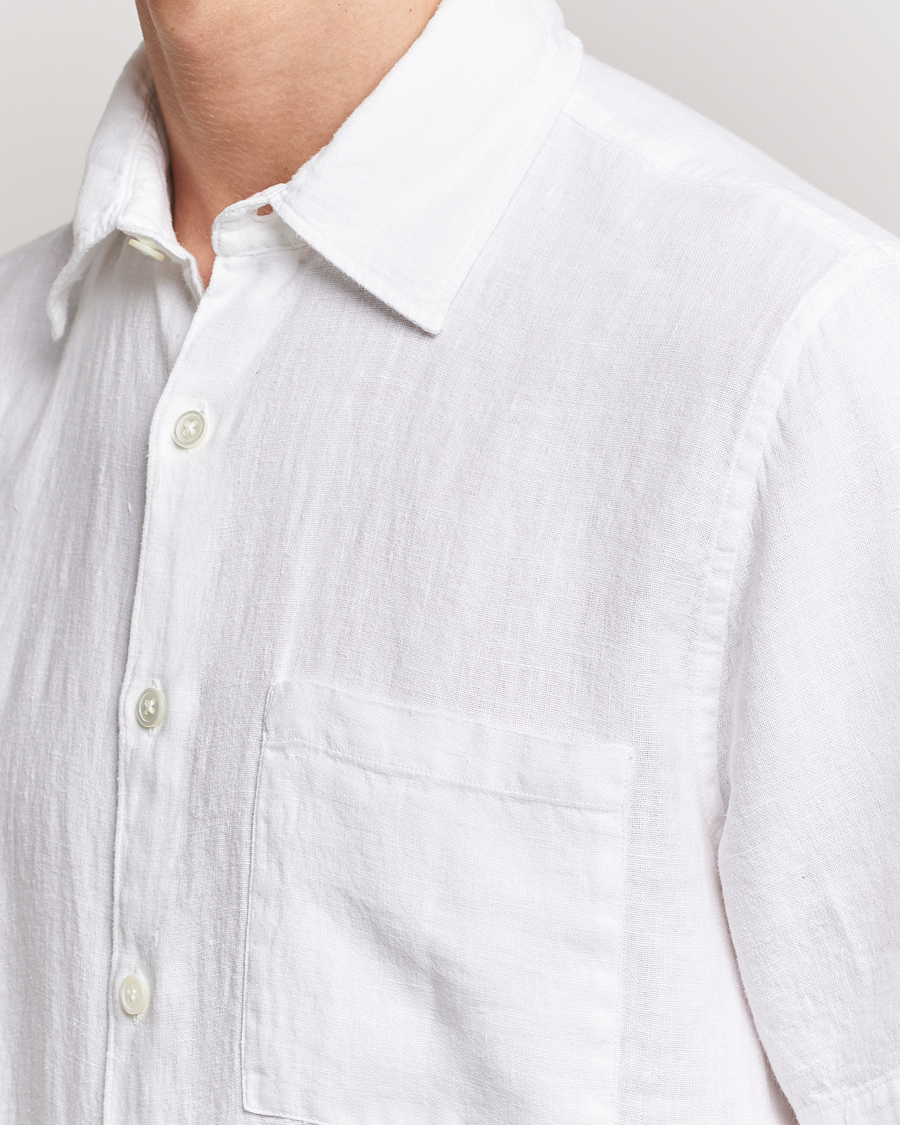 Homme | Chemises | A Day's March | Khito Short Sleeve Linen Shirt White