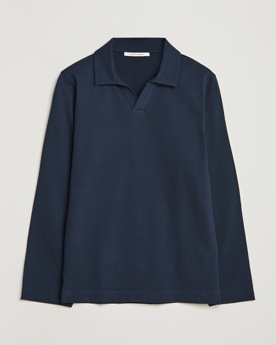 Homme | Pulls Et Tricots | A Day's March | Branford Long Sleeve Jersey Polo Navy