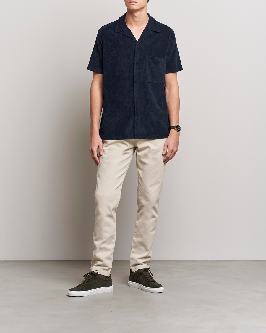 Homme | Chemises | A Day's March | Yamu Short Sleeve Terry Shirt Navy