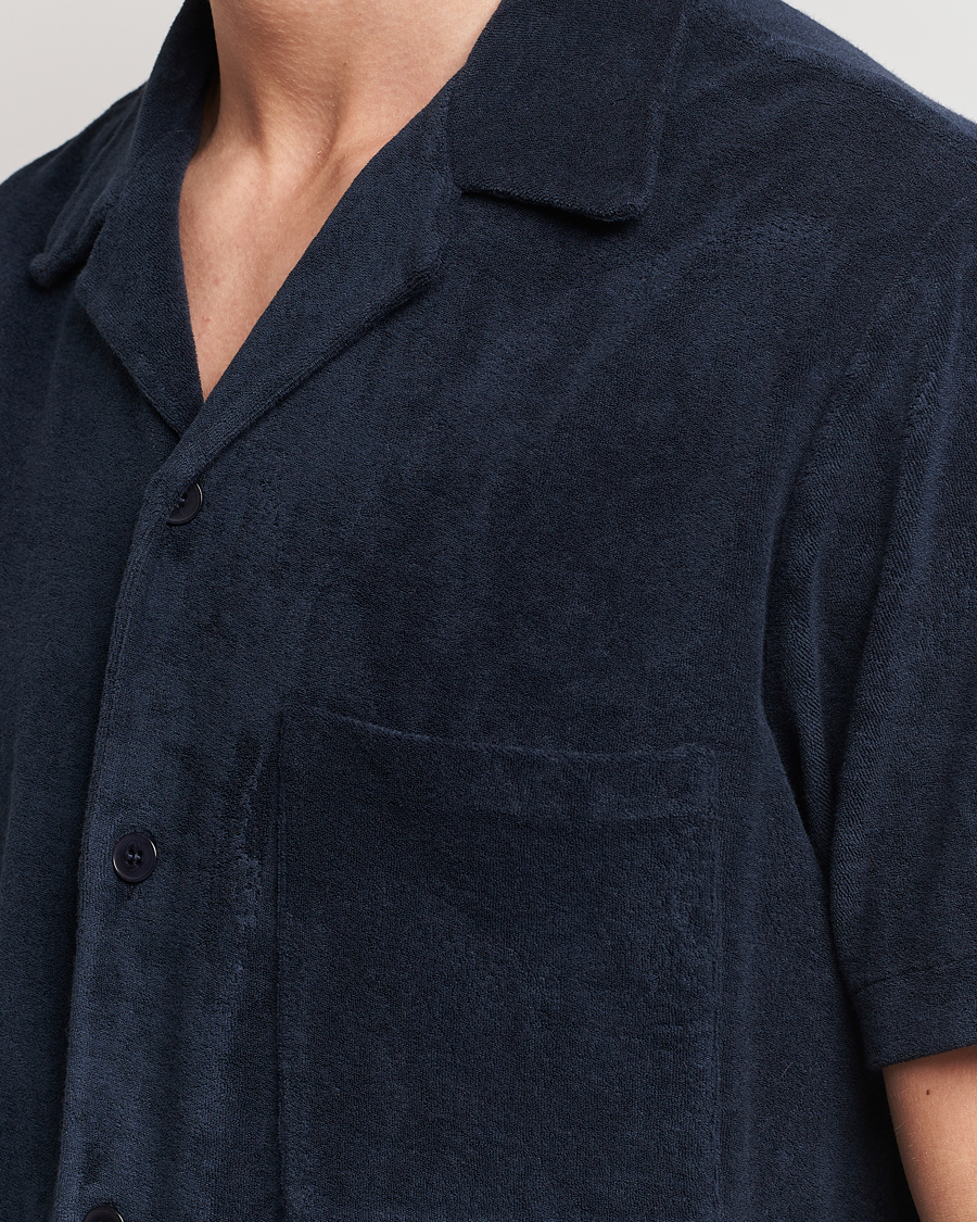 Homme | Chemises | A Day's March | Yamu Short Sleeve Terry Shirt Navy