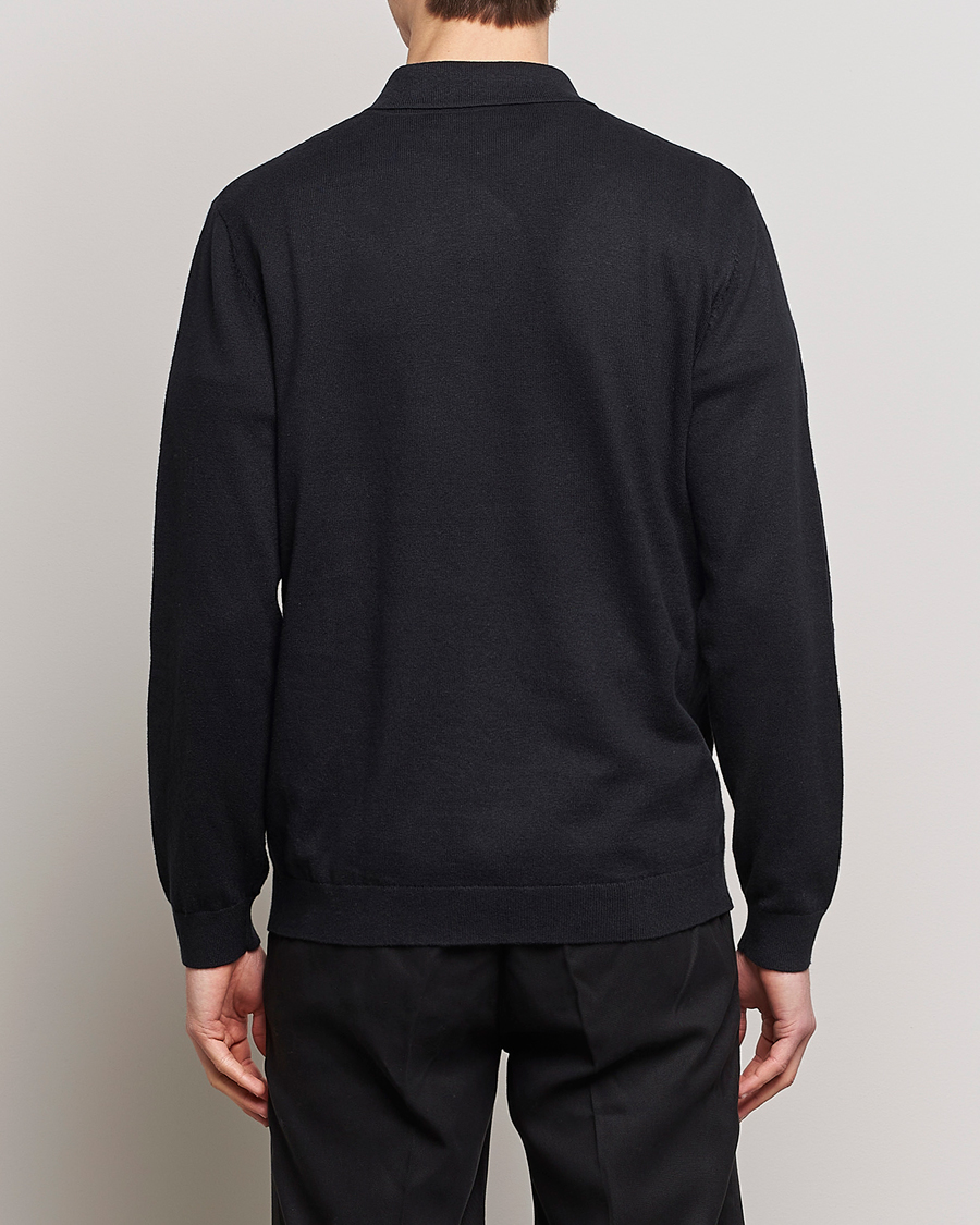 Homme | Polos | A Day's March | Manol Cotton Linen Polo Black