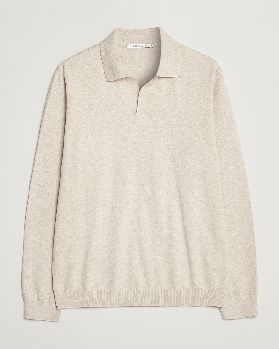 Homme | Polos | A Day's March | Manol Cotton Linen Polo Sand Melange