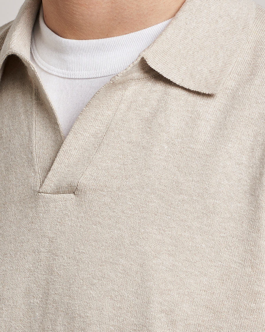 Homme | Polos | A Day's March | Manol Cotton Linen Polo Sand Melange